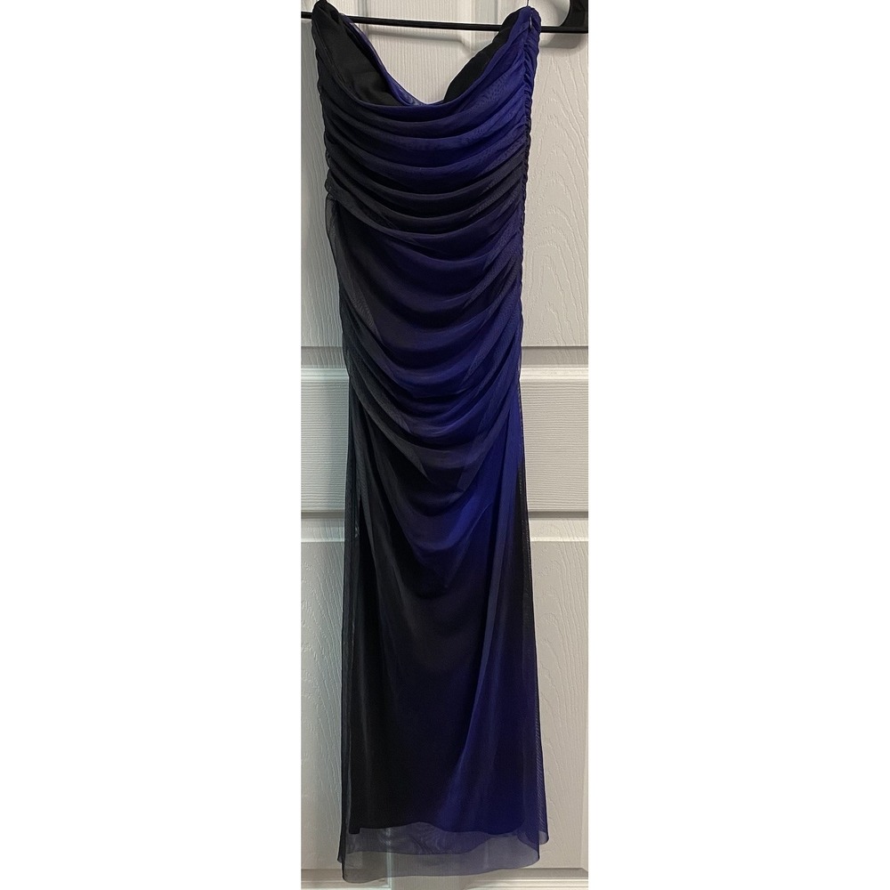 ZARA Women Strapless Bodycom Purple&Black Prom Stretch Dress Mesh OverlayXS NWT